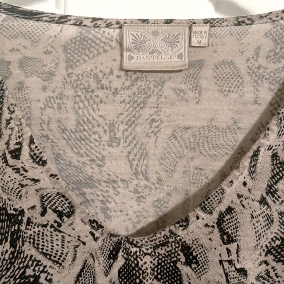 Moon Snake Print V-Neck Twist Front Knot Short Sleeve Top - Picture 3 of 6